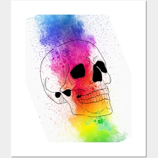 💀🎨Crazy beautiful halloween skull design skeleton - colorful, painting, psychedelic Posters and Art